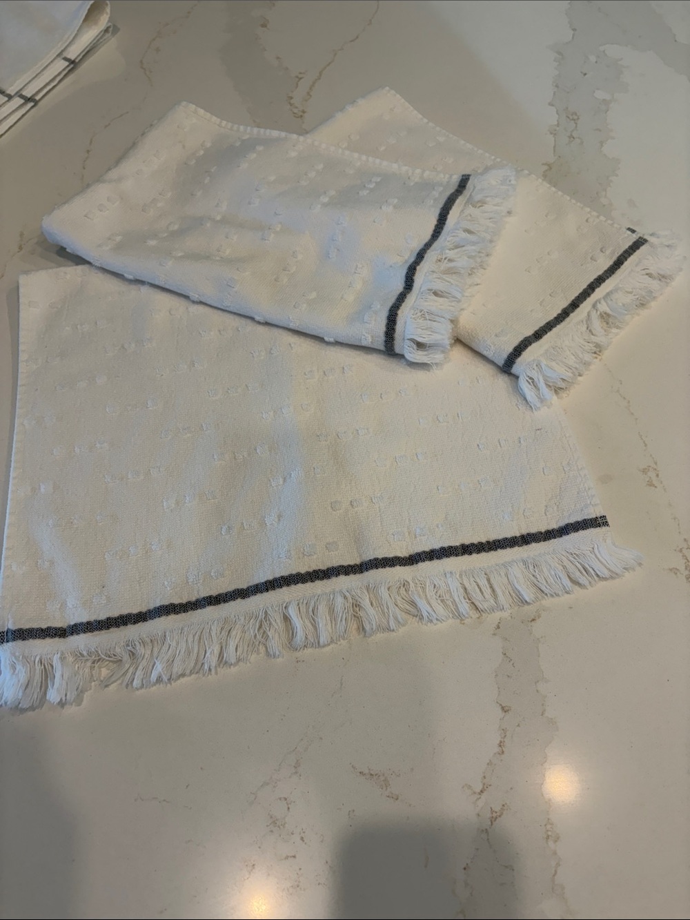 Hearth & Hand Creme and dark Gray Cotton Bath and hand Towels., like new - Picture 8 of 12